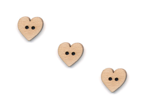 Wooden Heart Shaped Buttons - 1065