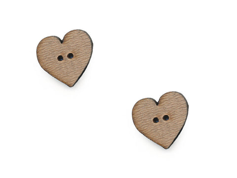 Wooden Heart Shaped Buttons - 1066