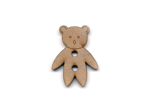 Wooden Teddy Bear Shaped Button - 1073
