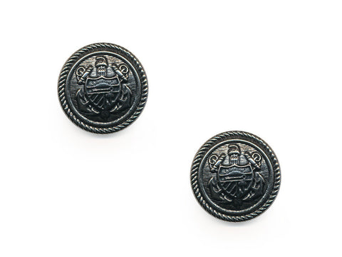 Shield Detail Metal Buttons - Silver - 136