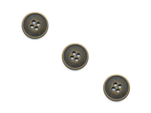 Rimmed Round Metal Buttons - Gold - 137