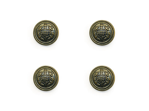 Shield Detail Metal Buttons - Gold - 138