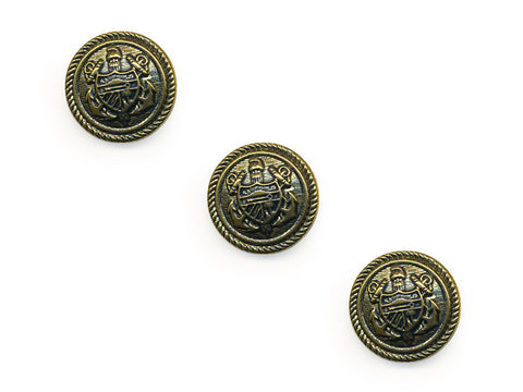 Shield Detail Metal Buttons - Gold - 139