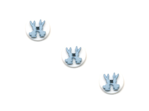 Round Rabbit Design Novelty Buttons - White & Blue - 147