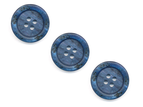 Round Rimmed Shell Effect Buttons - Blue - 168