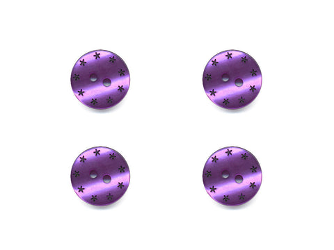 Round Pearl Effect Star Print Buttons - Purple - 184