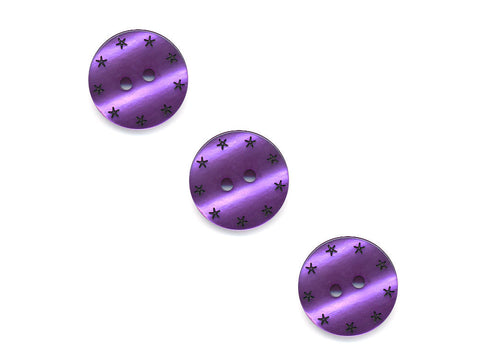 Round Pearl Effect Star Print Buttons - Purple - 185
