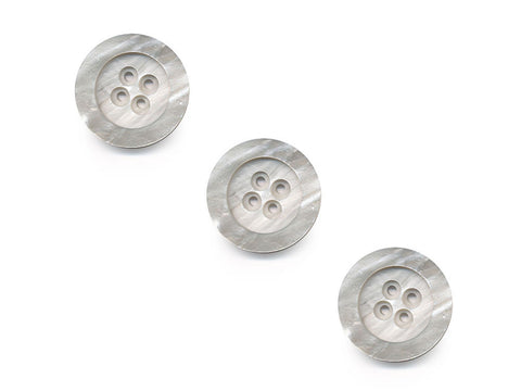Round Rimmed Shell Effect Buttons - Grey/Silver - 190