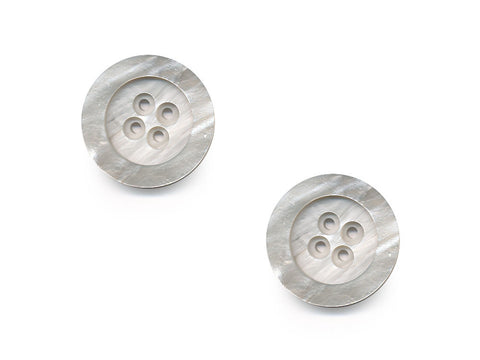 Round Rimmed Shell Effect Buttons - Grey/Silver - 191