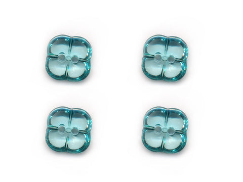 Transparent Square Clover Style Buttons - Green - 225