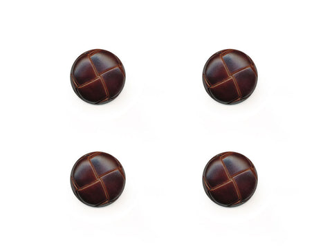 Round Leather Effect Buttons - Brown - 274