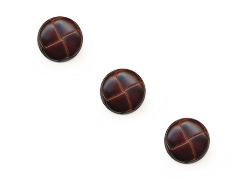 Round Leather Effect Buttons - Brown - 275