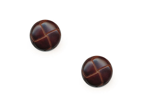 Round Leather Effect Buttons - Brown - 276