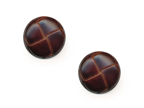 Round Leather Effect Buttons - Brown - 277