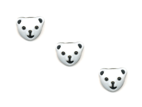 Bear Face Shaped Buttons - White & Black - 292
