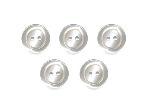 Pearlescent Rimmed Round Buttons - White - 295