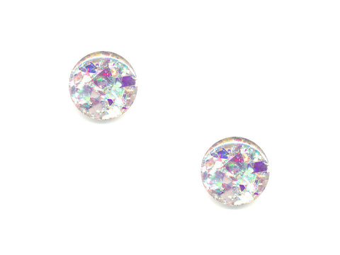 Round Glitter Shatter Effect Buttons - Silver/Purple - 301