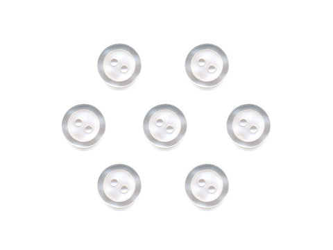 Round  Buttons with Pearlescent Rim - White - 319