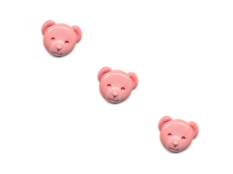 Teddy Bear Head Shaped Rubber Buttons - Pink - 339