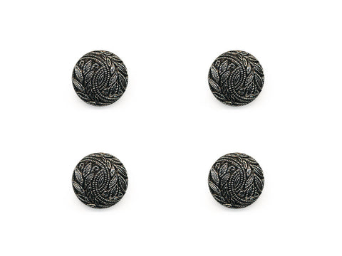 Round Textured Design Buttons - Silver/Black - 342
