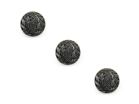 Round Textured Design Buttons - Silver/Black - 343