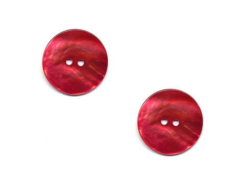 Round Shell Buttons - Red - 376