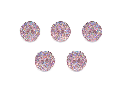 Round Plain Glitter Buttons - Pink - 377