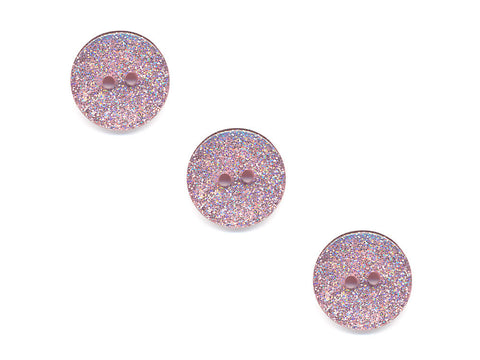 Round Plain Glitter Buttons - Pink - 378