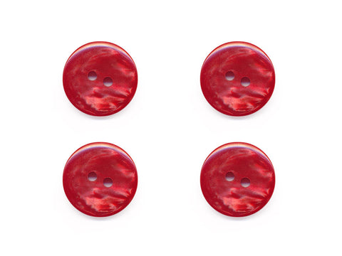 Round Pearl Effect Buttons - Red - 388