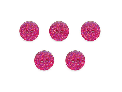 Round Plain Glitter Buttons - Pink - 389