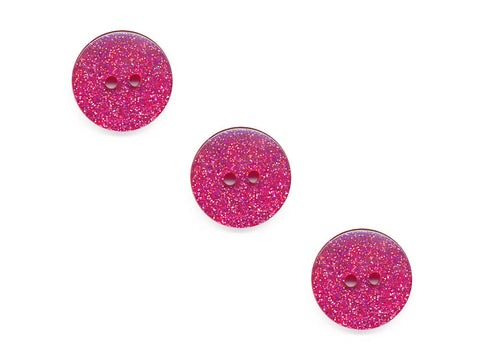 Round Plain Glitter Buttons - Pink - 390