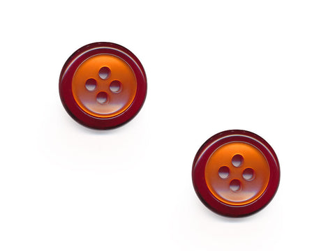 Round Rimmed Two-Tone Buttons - Red & Orange - 392
