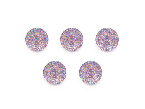 Transparent Round Glitter Buttons - Pink - 398