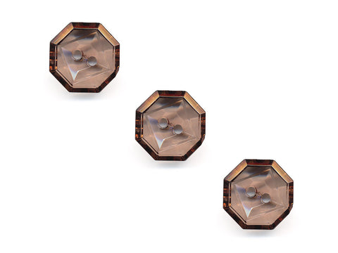 Transparent Octagonal Square Rimmed Buttons - Brown - 404