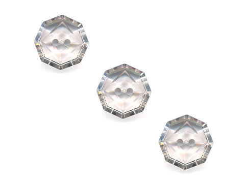 Transparent Octagonal Square Rimmed Buttons - Clear - 405