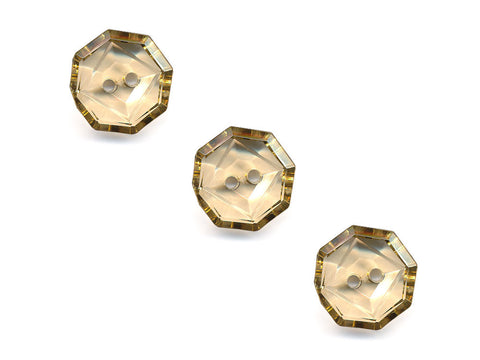 Transparent Octagonal Square Rimmed Buttons - Yellow - 406