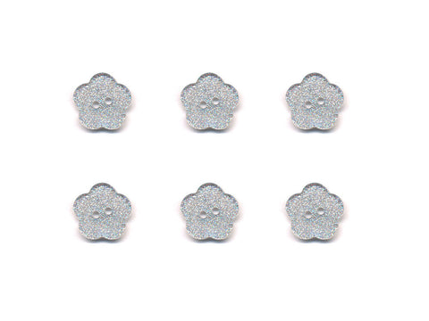 Transparent Flower Shaped Glitter Buttons - Silver - 410