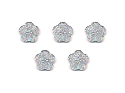 Transparent Flower Shaped Glitter Buttons - Silver - 411