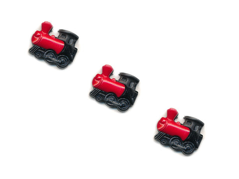 Train Shaped Buttons - Black & Red - 422