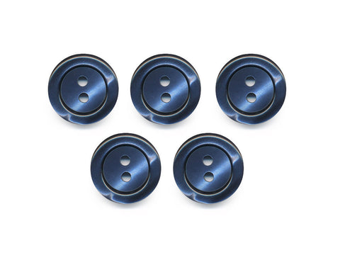 Pearlescent Rimmed Round Buttons - Blue - 429