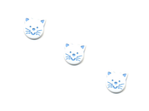 Novelty Cat Shaped Button - White - 078