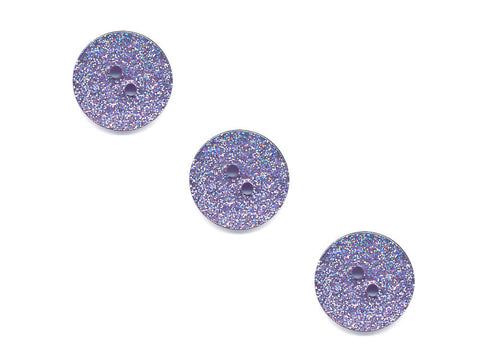 Round Plain Glitter Buttons - Purple - 455