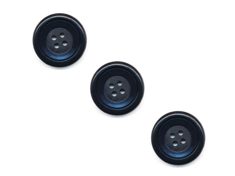 Round Double Rimmed Plain Buttons - Blue - 456
