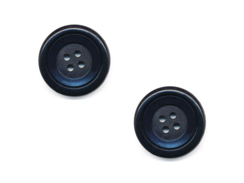 Round Double Rimmed Plain Buttons - Blue - 458