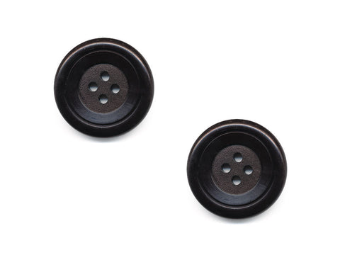 Round Double Rimmed Plain Buttons - Black - 469