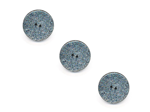 Round Plain Glitter Buttons - Silver - 477