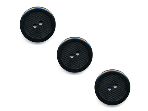 Round Plastic Textured  Button - Black - 482