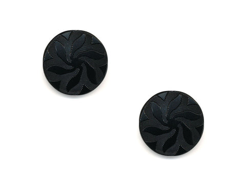 Round Textured Flower Design Buttons - Black - 488