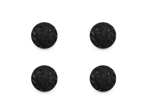 Round Textured Design Buttons - Black - 489
