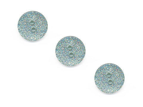 Transparent Round Glitter Buttons - Green - 504